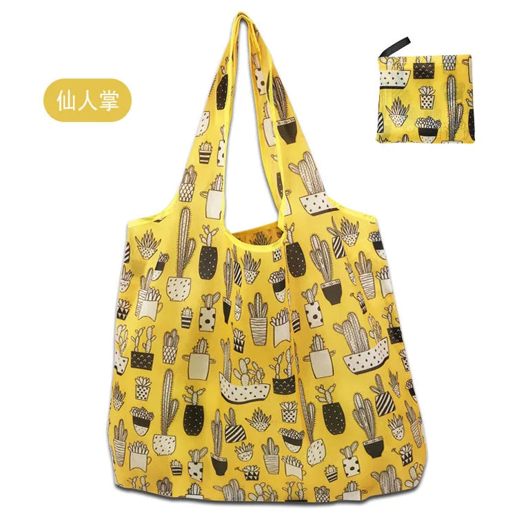 KindFuny Foldable Reusable Shopping Tote Bag – Large Eco-Friendly Grocery Bag | 32 Prints