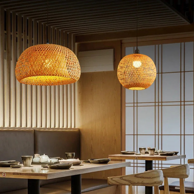 26cm Hand-Woven Bamboo Pendant Light | Warm or Cool White | ZODOLAMP