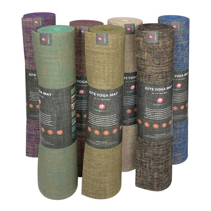 Jute-Top Yoga Mat, 5 mm, 183 x 61 cm, Multiple Colours