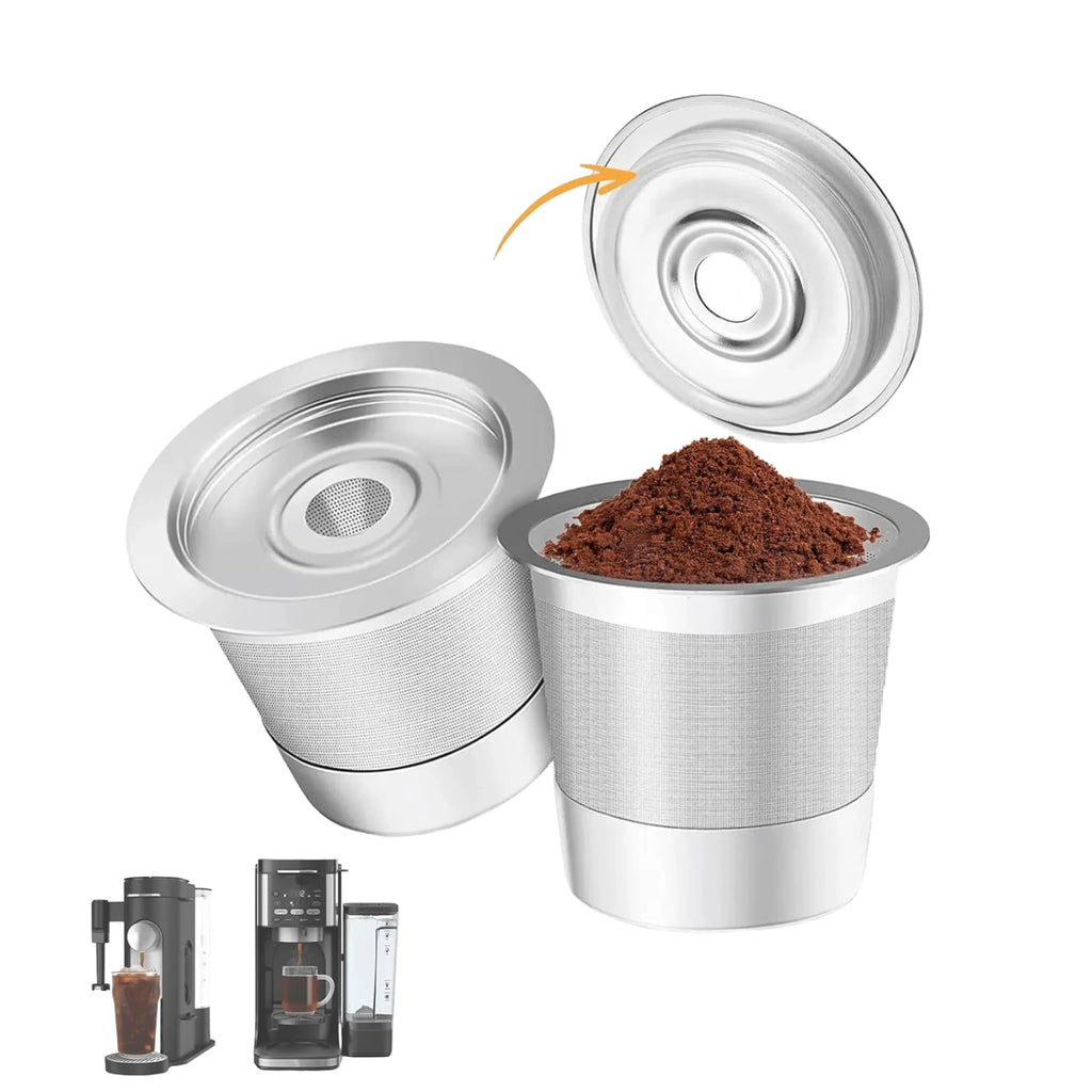 2-Pack Reusable Stainless Steel K-Cup Coffee Pods — Compatible with Ninja CFP101, PH051 & PB041