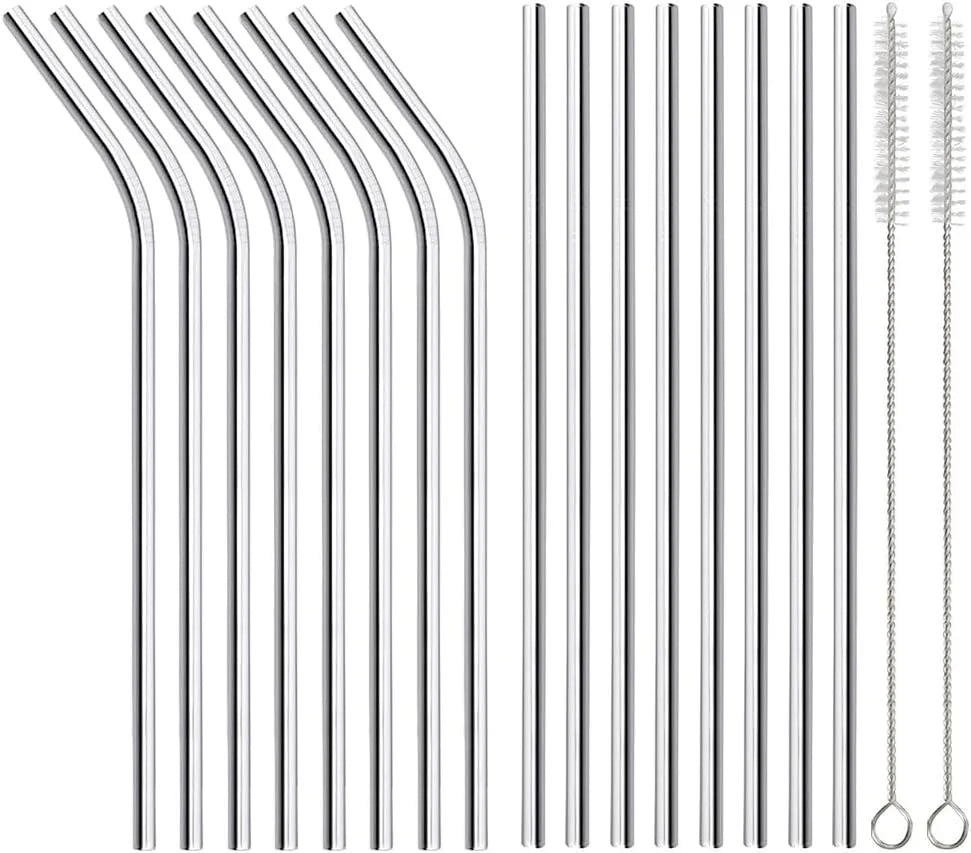 Reusable 304 Stainless Steel Drinking Straws – Straight & Curved | LFGB & BPA-Free | Single, 6-Pack & Set