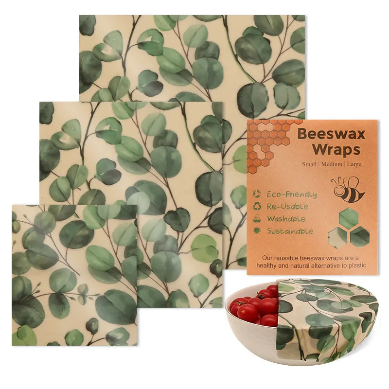 Reusable Beeswax Food Wraps | 9-Piece Set | 3 Sizes | Cotton, Beeswax, Resin & Jojoba Oil