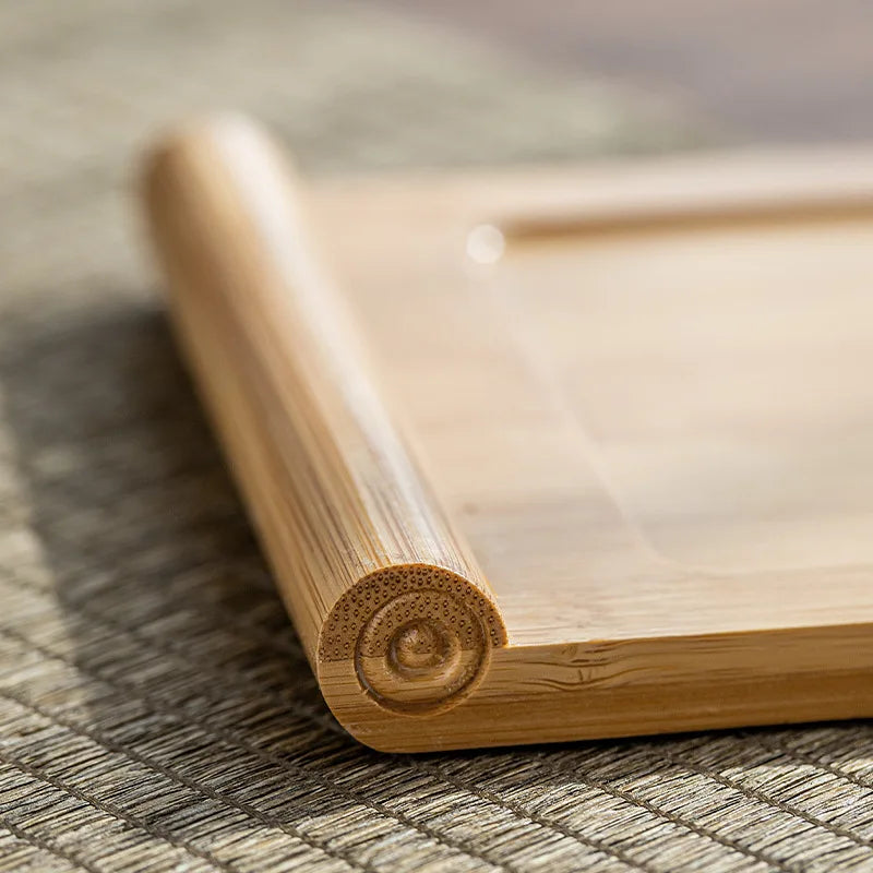 Bamboo Serving Tray - Rectangular Natural Wood Tray for Tea, Snacks & Entertaining