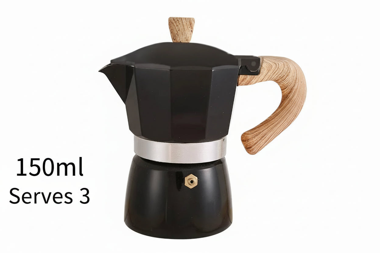 Xbees Moka Pot – Stovetop Espresso Maker | 150ml & 300ml | Wooden Handle