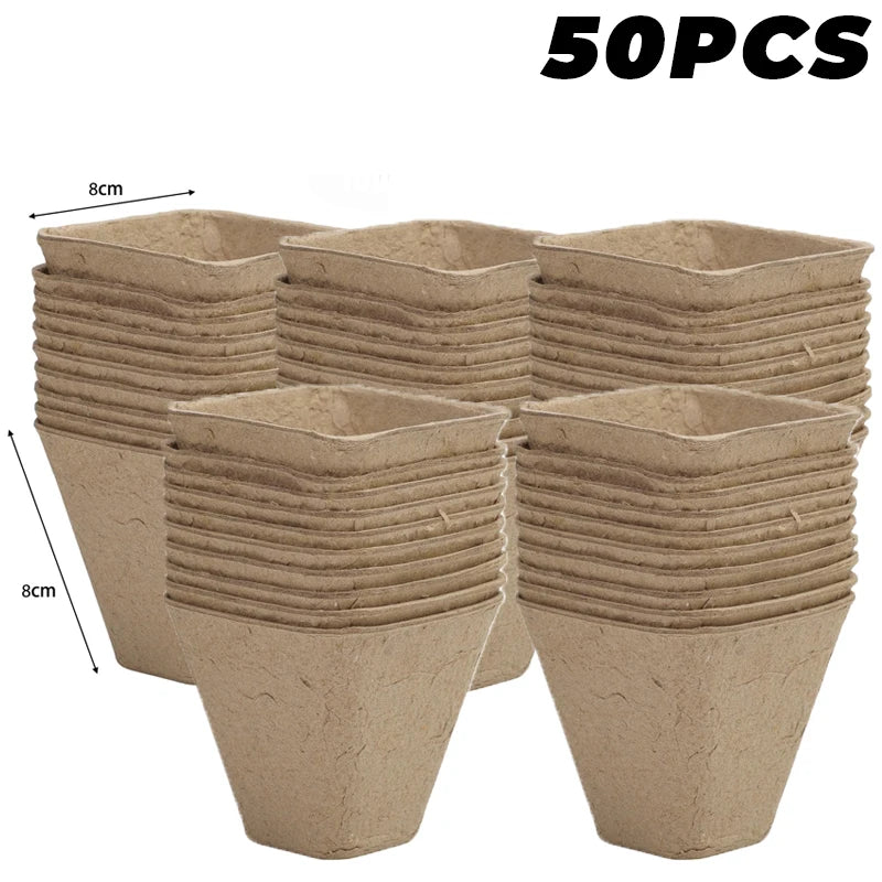 Biodegradable Paper Pulp Seedling Cups | Round & Square | 4 Styles | Packs of 10–50