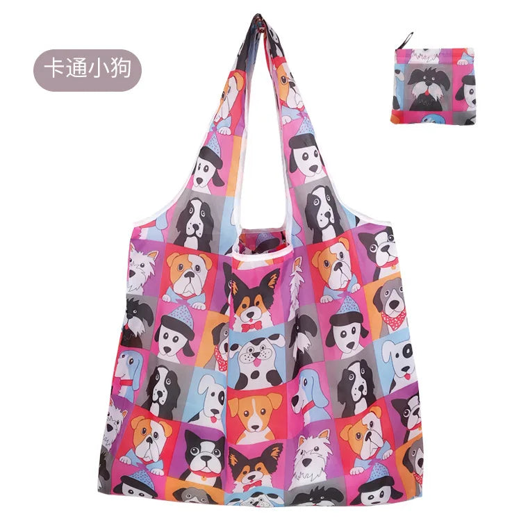 KindFuny Foldable Reusable Shopping Tote Bag – Large Eco-Friendly Grocery Bag | 32 Prints