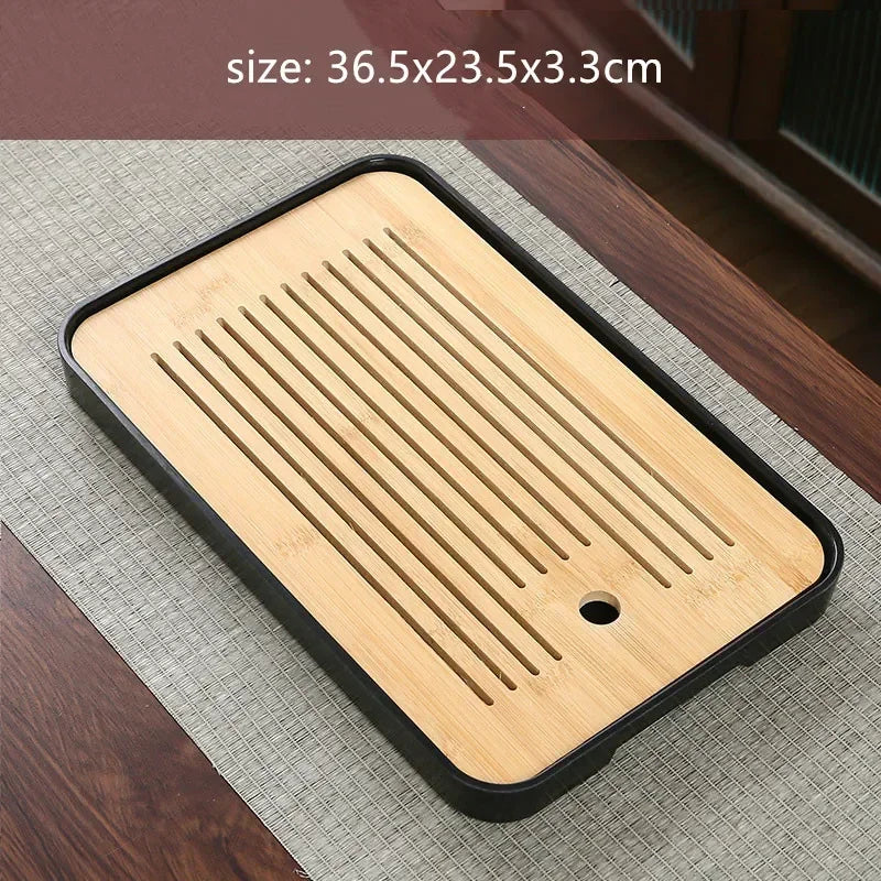 Bamboo Tea Tray with Water Drainage — Gongfu Tea Ceremony Board