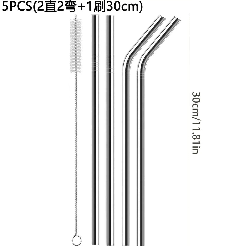 Reusable Stainless Steel Straw Sets with Cleaning Brushes