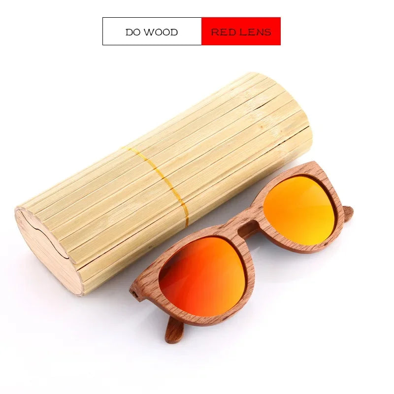 Bamboo Wood Polarized Sunglasses – UV400 Retro Pilot Style