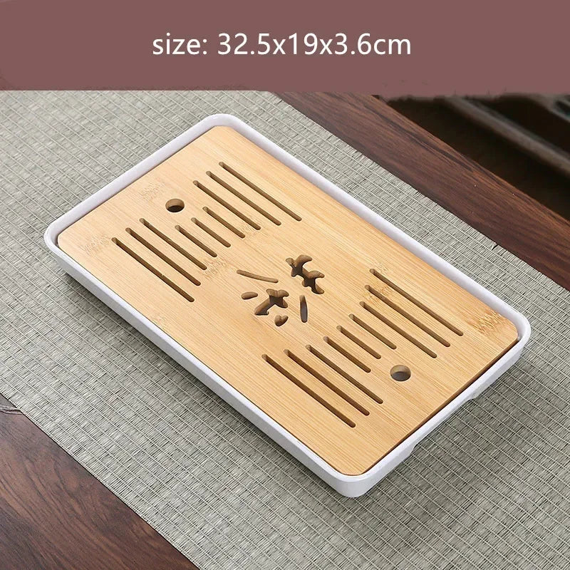 Bamboo Tea Tray with Water Drainage — Gongfu Tea Ceremony Board