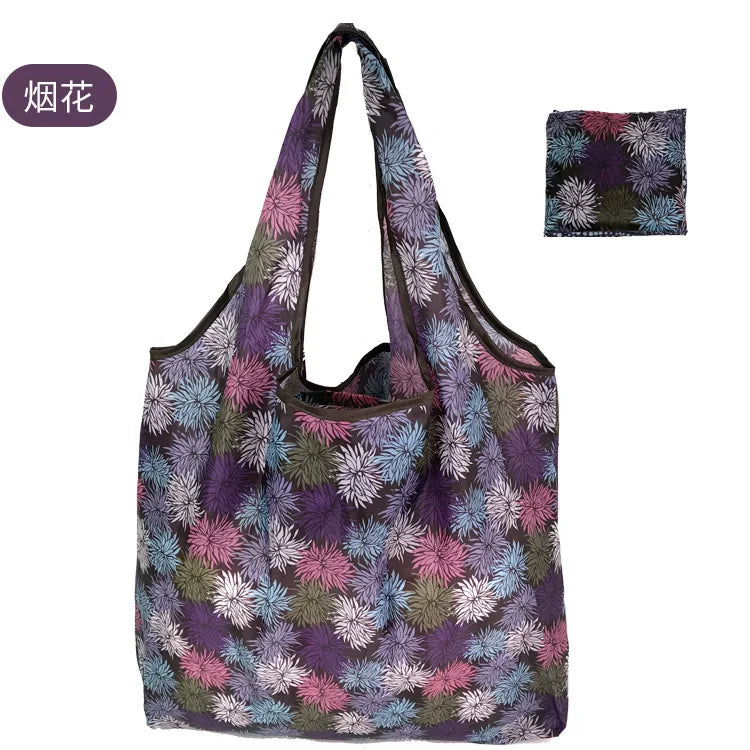 KindFuny Foldable Reusable Shopping Tote Bag – Large Eco-Friendly Grocery Bag | 32 Prints