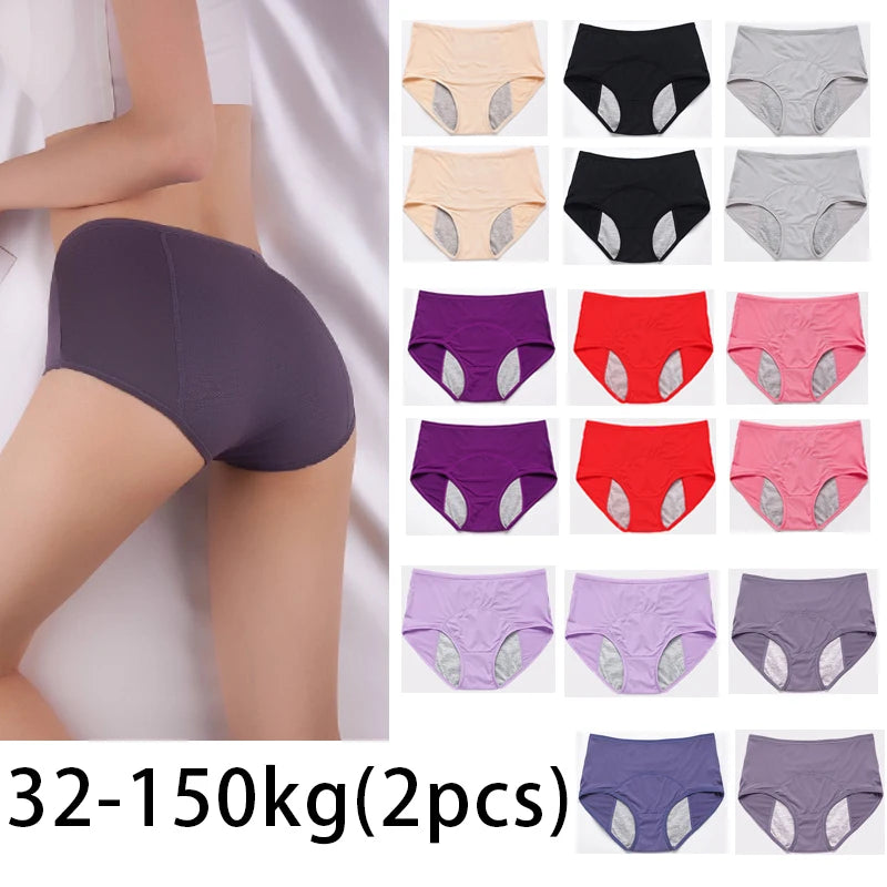 Mid-Rise Period Underwear – Smooth Nylon Knit | 2-Pack, M–8XL