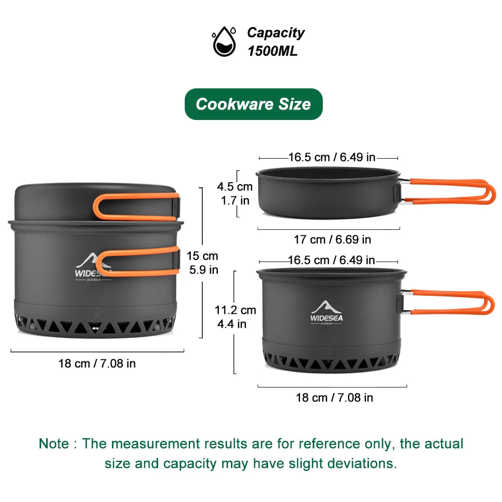 Widesea 4-in-1 Camping Cookware Set | Hard Anodised Aluminium | 1.5L Pot, Kettle, Mug & Coffee Dripper