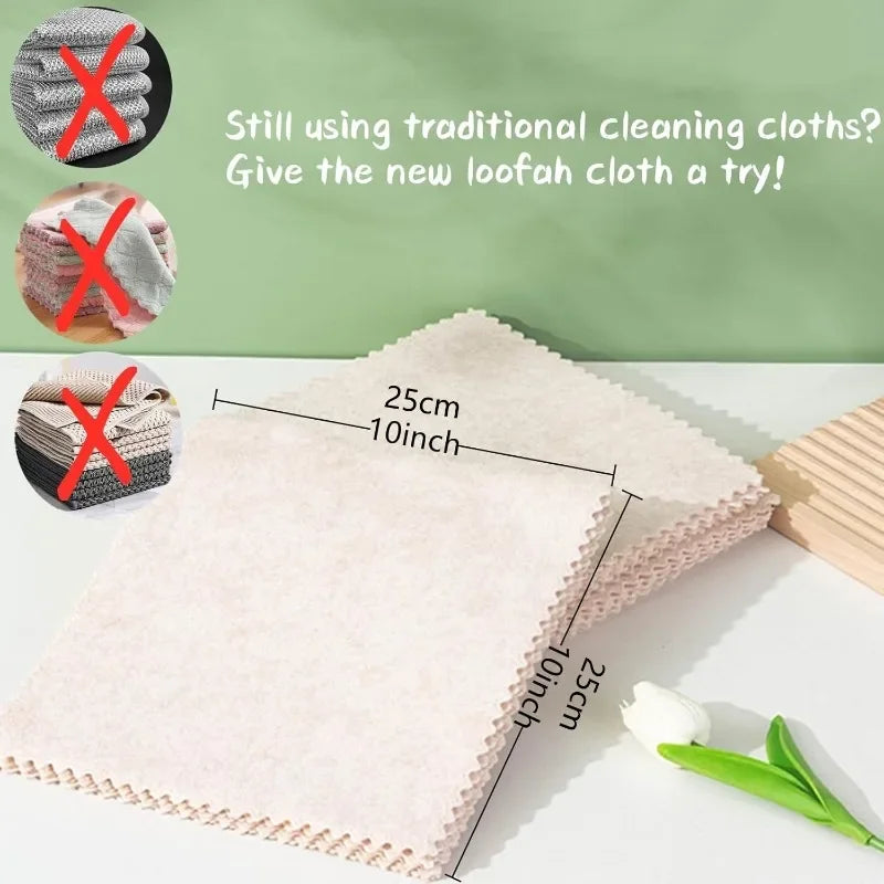 Natural Loofah Cellulose Cleaning Cloths - 5 Pack Reusable Dish Towels