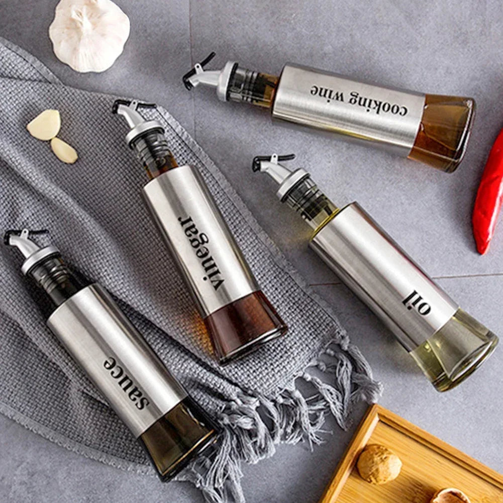 Stainless Steel Oil & Vinegar Dispenser Bottle — No-Drip Sauce Pourer