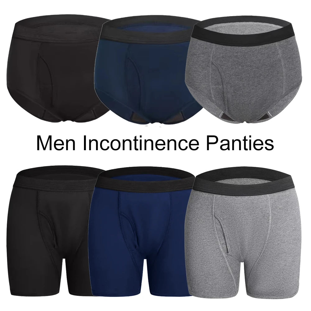 Men's Absorbent Incontinence Boxer Briefs | Cotton & Elastane | Reusable | S–4XL