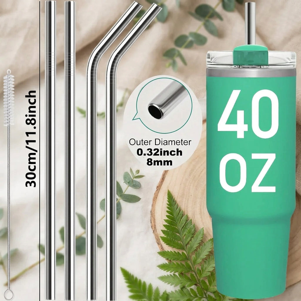 Reusable Stainless Steel Straw Sets with Cleaning Brushes
