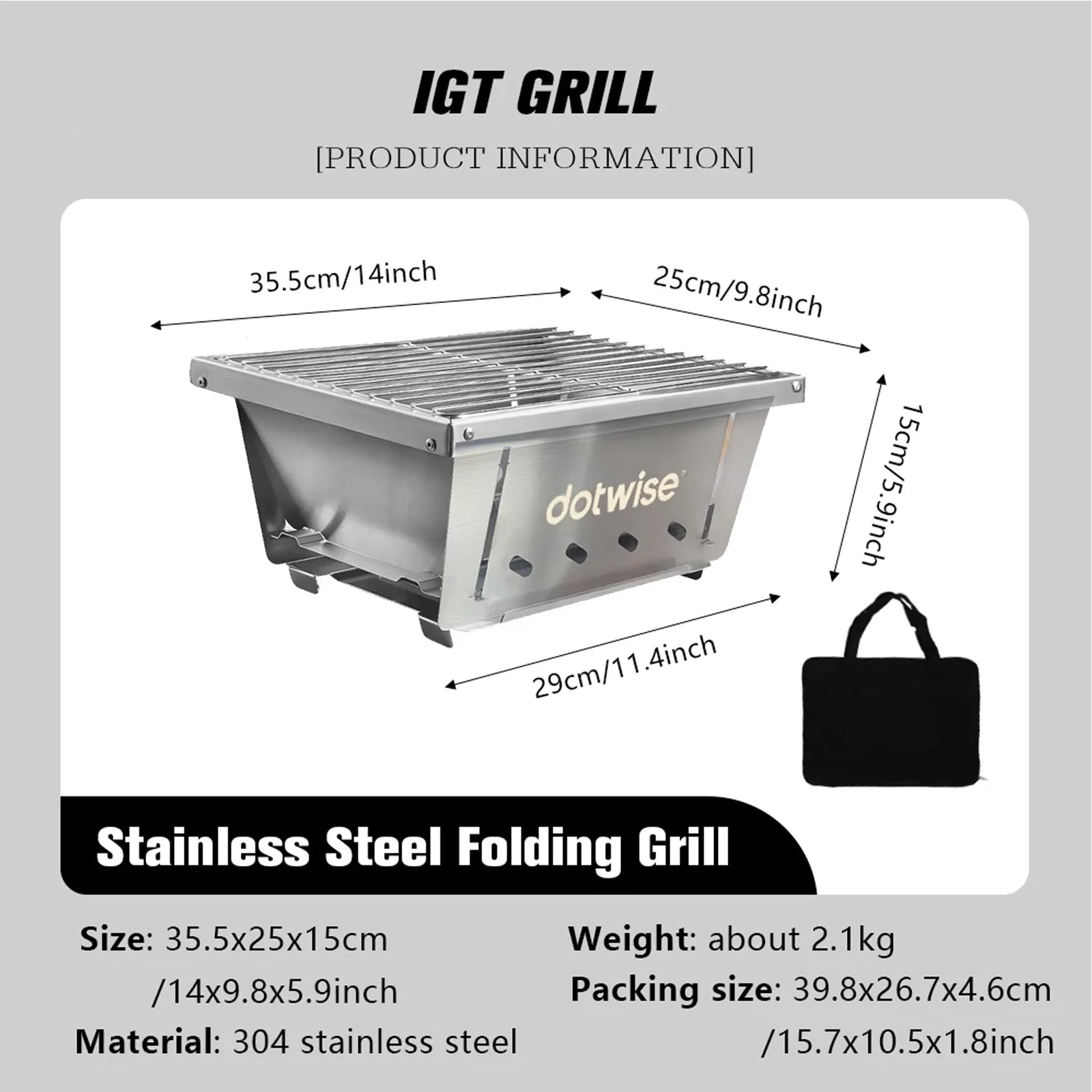 304 Stainless Steel Folding BBQ Grill & Camping Stove | IGT Compatible | 1 or 2 Unit