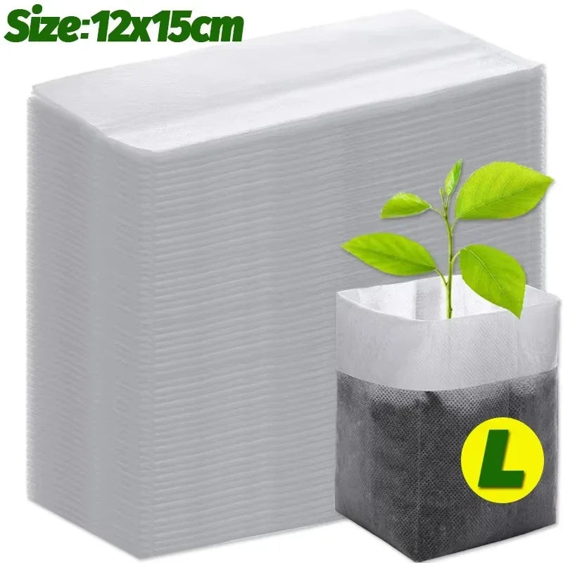 Biodegradable Non-Woven Nursery Seedling Bags | 3 Sizes | 100–500 Pcs | Grow Pots
