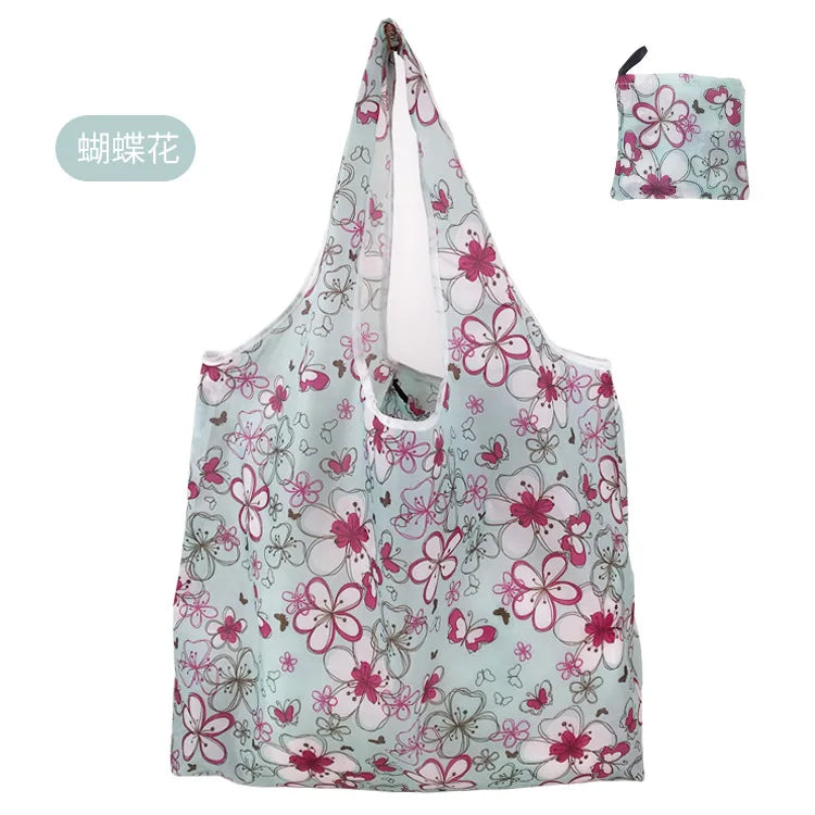 KindFuny Foldable Reusable Shopping Tote Bag – Large Eco-Friendly Grocery Bag | 32 Prints