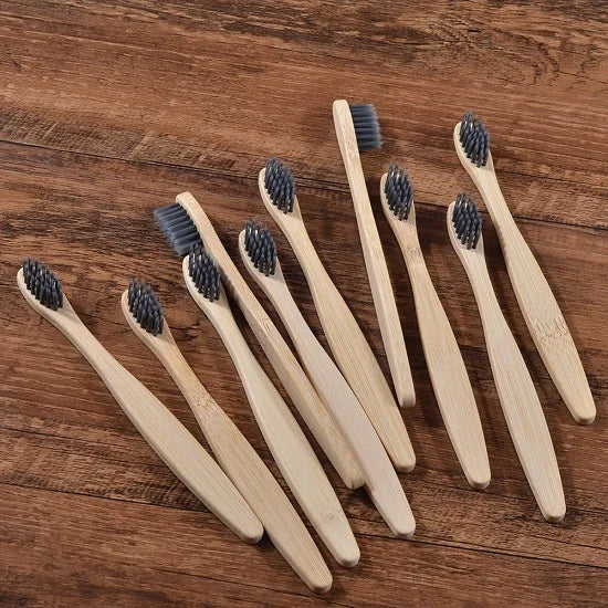 Kids Bamboo Toothbrushes | Soft Nylon Bristles | 10-Pack