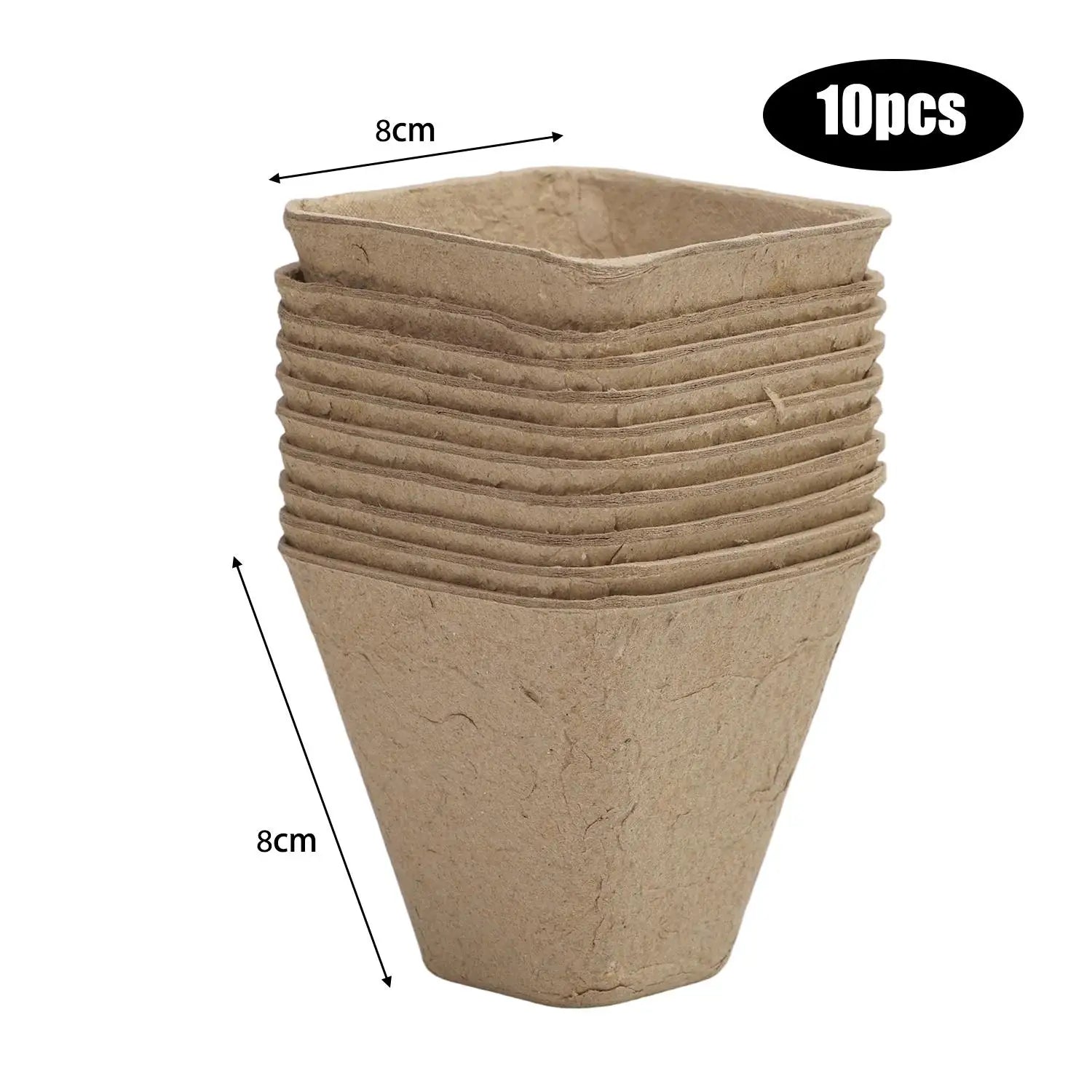 Biodegradable Paper Pulp Seedling Cups | Round & Square | 4 Styles | Packs of 10–50