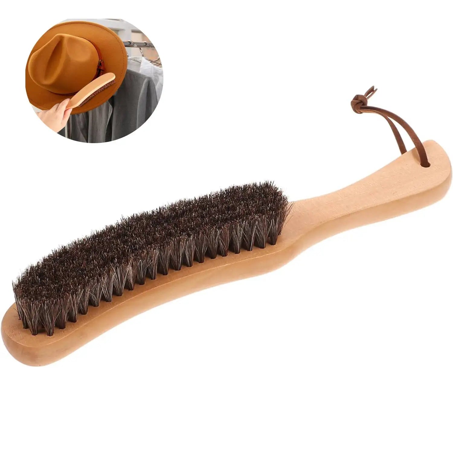 Wooden Horsehair Clothes Brush | Lint, Dust & Pet Hair Remover | Suits, Wool & Cashmere
