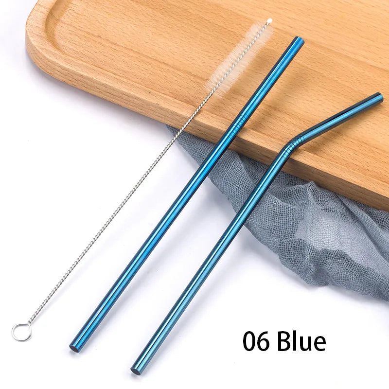 Reusable Stainless Steel Drinking Straws with Cleaning Brush