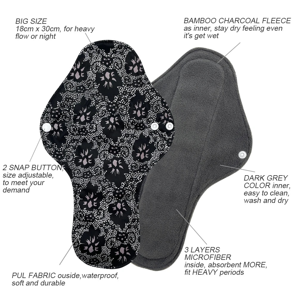 Reusable Bamboo Charcoal Menstrual Pad — Heavy Flow & Night Use | LECY ECO LIFE