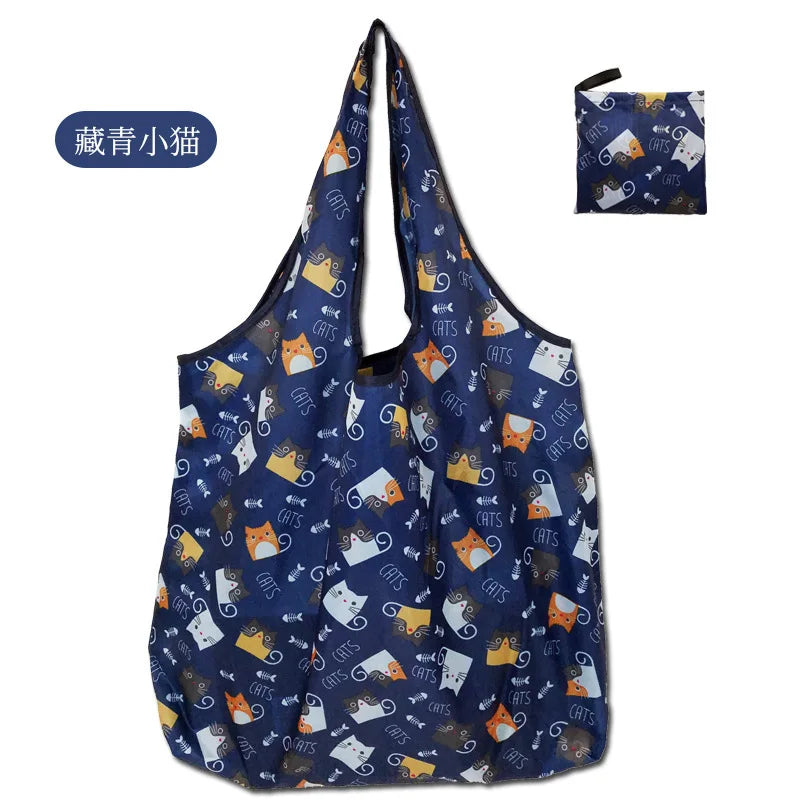 KindFuny Foldable Reusable Shopping Tote Bag – Large Eco-Friendly Grocery Bag | 32 Prints