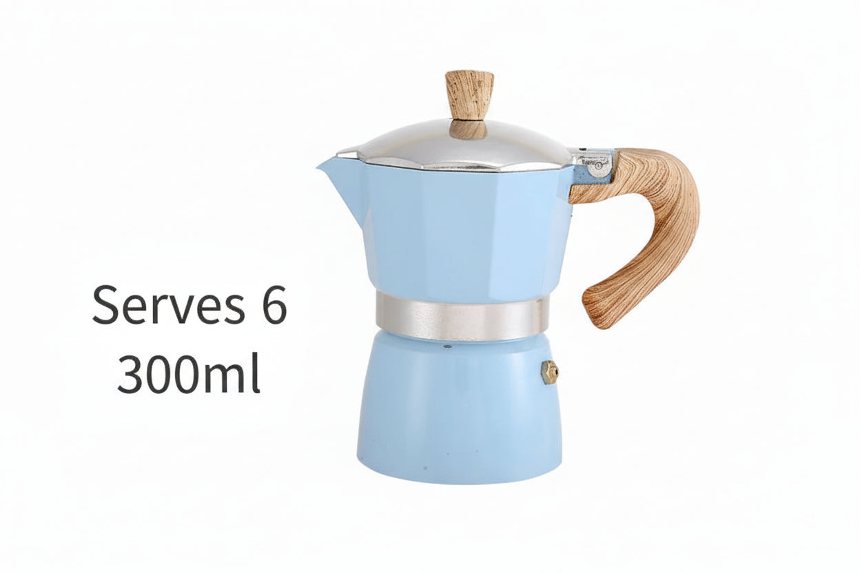 Xbees Moka Pot – Stovetop Espresso Maker | 150ml & 300ml | Wooden Handle