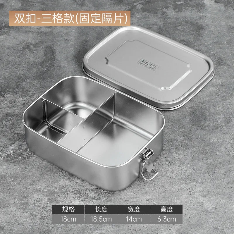 316 Stainless Steel Bento Lunch Box | Airtight & Leak-Proof | 2 or 3 Compartments