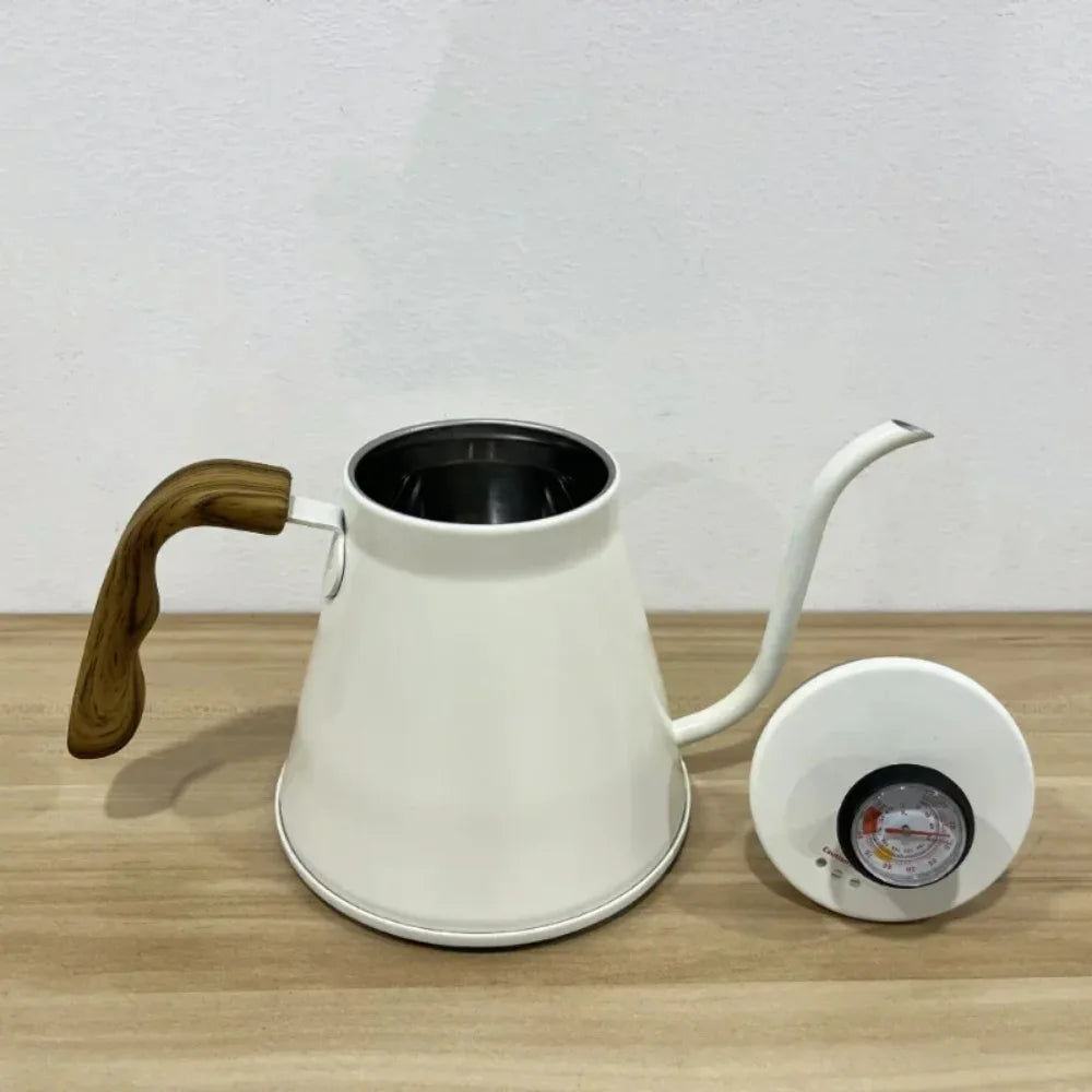 Stainless Steel Gooseneck Pour-Over Kettle with Built-In Thermometer – Hand Drip Coffee Pot