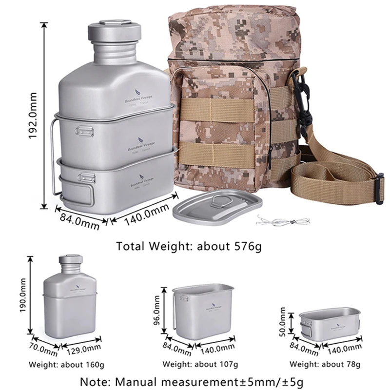 Boundless Voyage Titanium Camping Canteen & Cookware