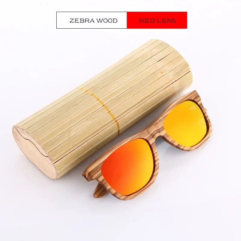 Bamboo Wood Polarized Sunglasses – UV400 Retro Pilot Style