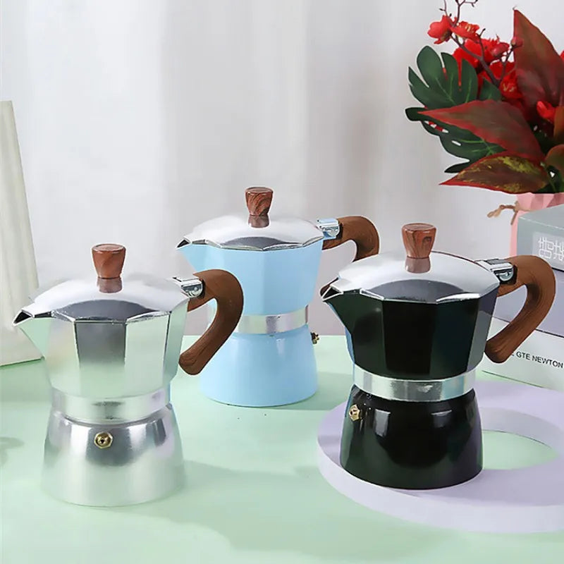 Xbees Moka Pot – Stovetop Espresso Maker | 150ml & 300ml | Wooden Handle