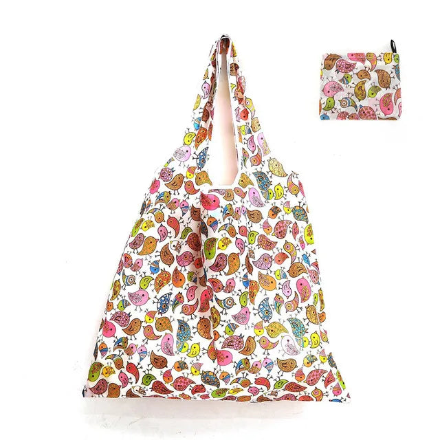 KindFuny Foldable Reusable Shopping Tote Bag – Large Eco-Friendly Grocery Bag | 32 Prints