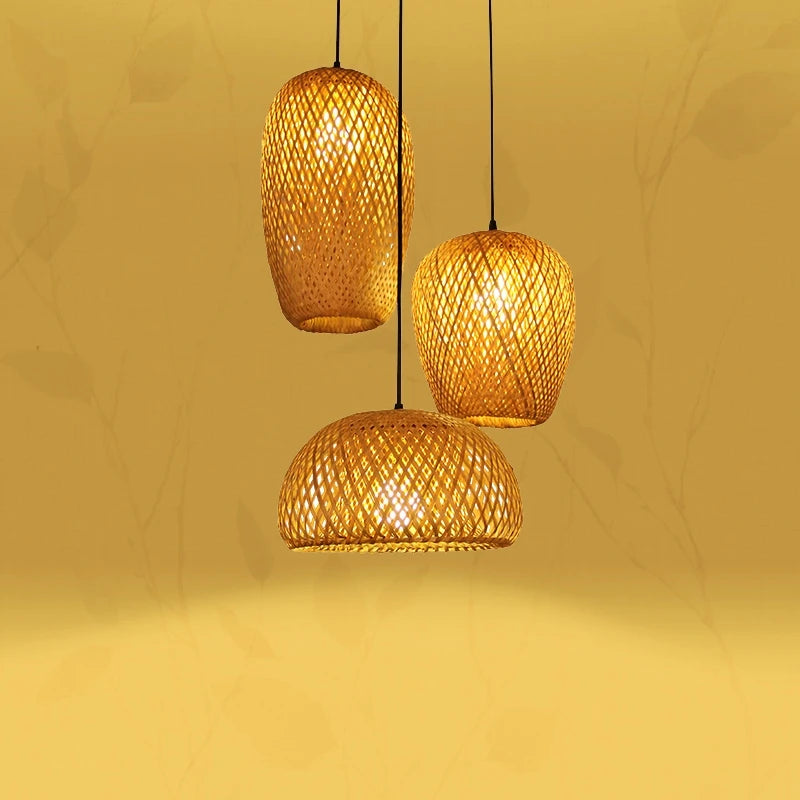Hand-Woven Bamboo Pendant Light | Natural Wood Lampshade | ZODOLAMP