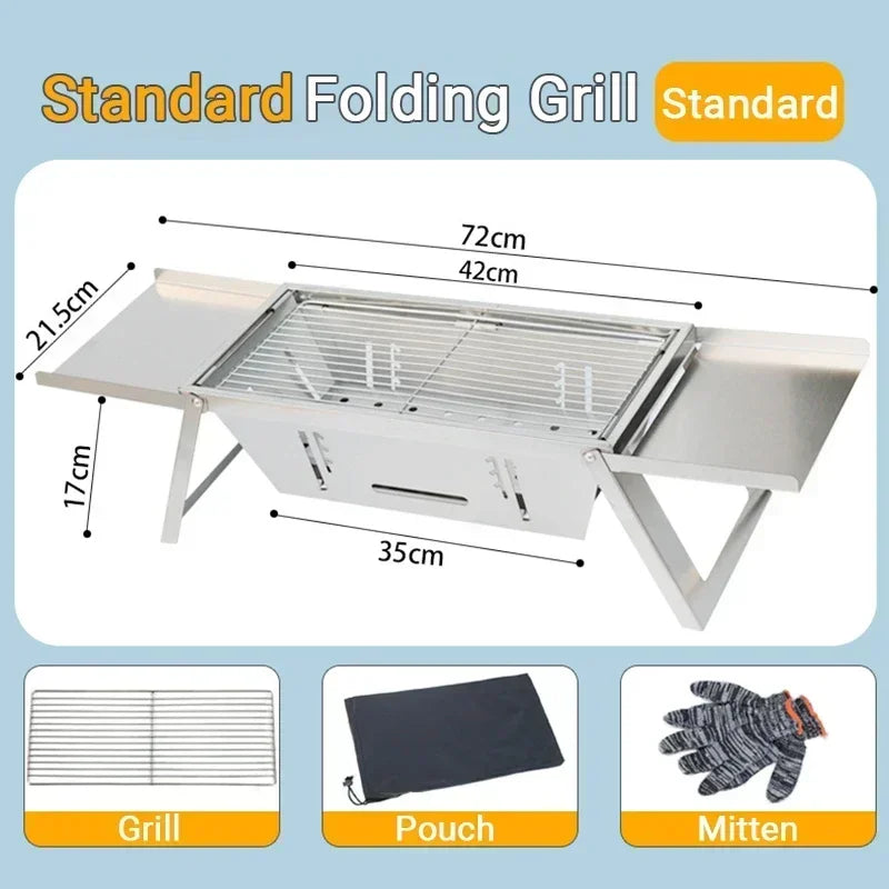 Portable Folding Stainless Steel Charcoal BBQ Grill