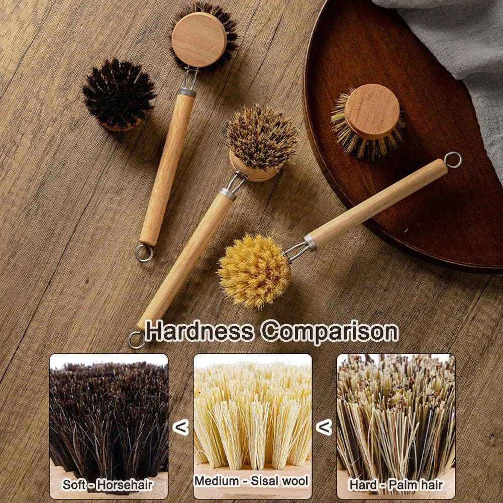 Natural Wood Dish Brush with Bristles – Eco-Friendly Kitchen Scrubber