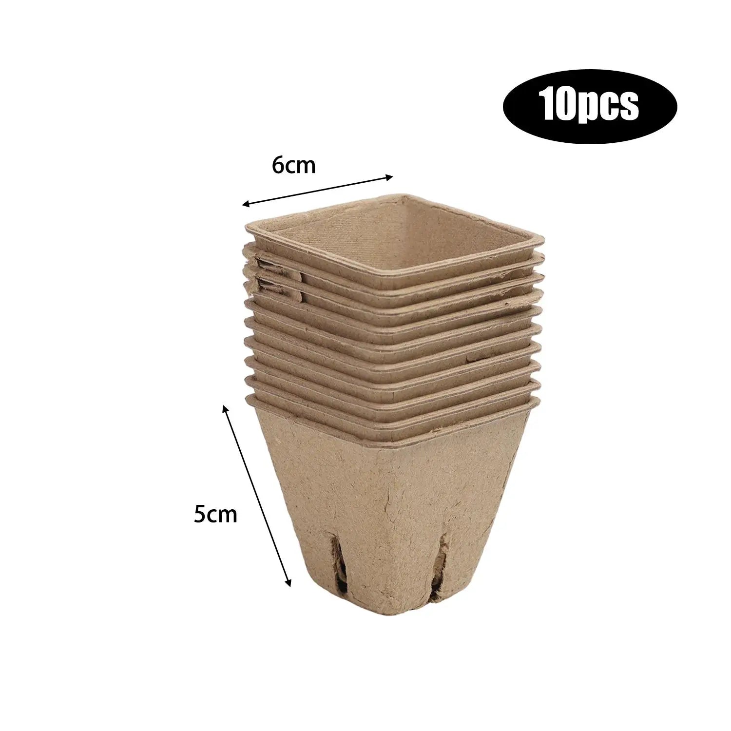 Biodegradable Paper Pulp Seedling Cups | Round & Square | 4 Styles | Packs of 10–50