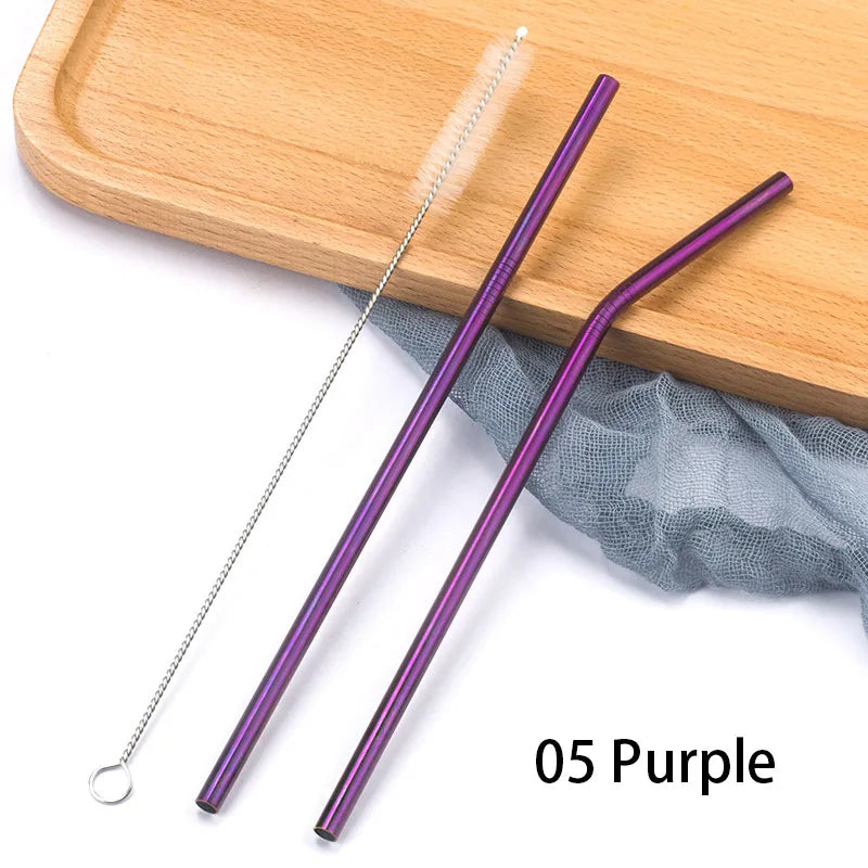 Reusable Stainless Steel Drinking Straws with Cleaning Brush