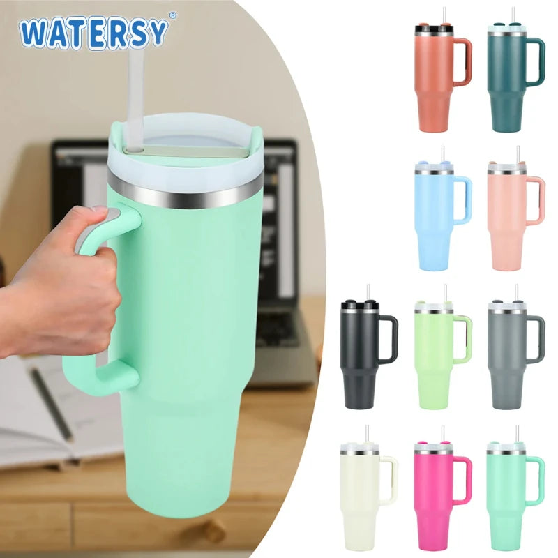 Watersy 40oz Insulated Tumbler with Handle – Stainless Steel | 10 Colours