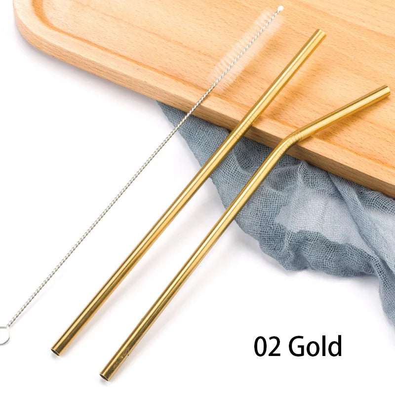 Reusable Stainless Steel Drinking Straws with Cleaning Brush