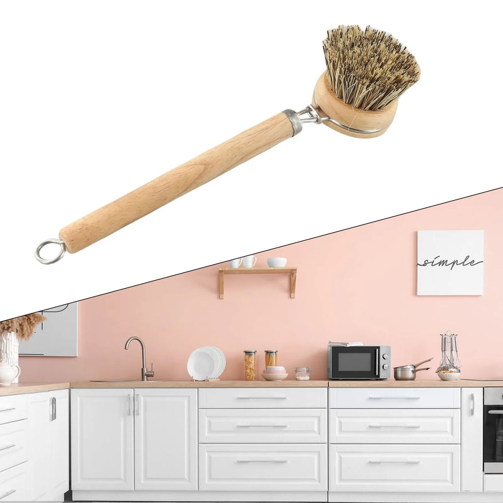 Natural Wood Dish Brush with Bristles – Eco-Friendly Kitchen Scrubber