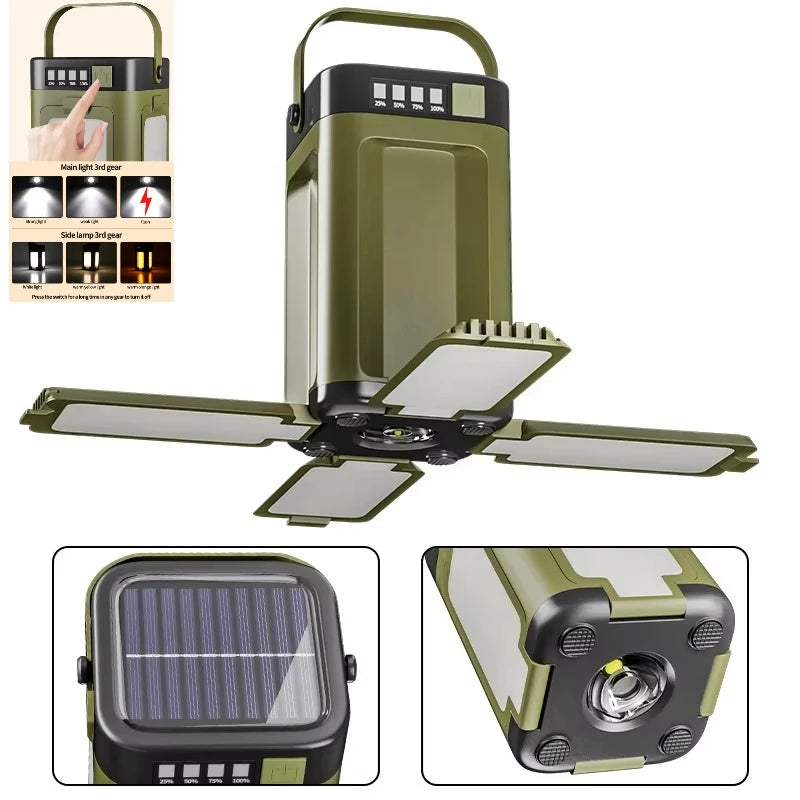 Solar Camping Lantern with Power Bank & 6 Light Modes | JIASHUAIXIN