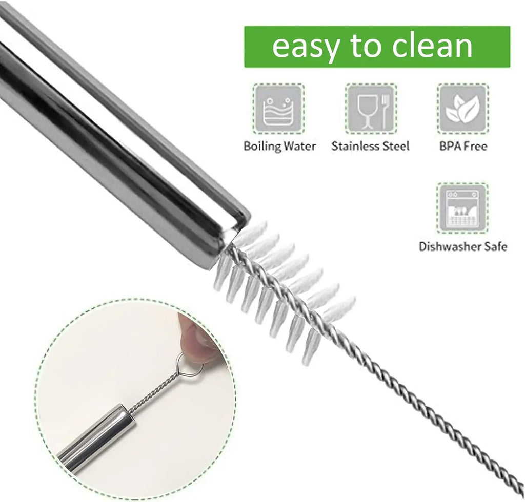 Reusable 304 Stainless Steel Drinking Straws – Straight & Curved | LFGB & BPA-Free | Single, 6-Pack & Set
