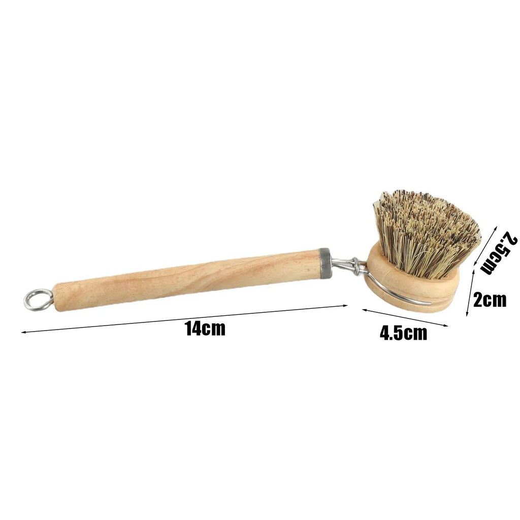 Natural Wood Dish Brush with Bristles – Eco-Friendly Kitchen Scrubber