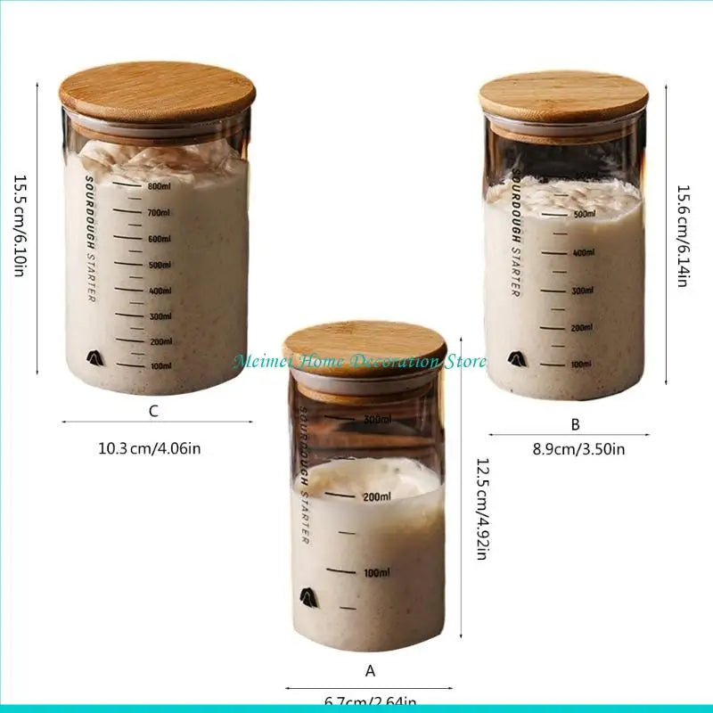 GTERUKM Glass Sourdough Starter Jar | Wide Mouth Fermentation Container | 3 Sizes