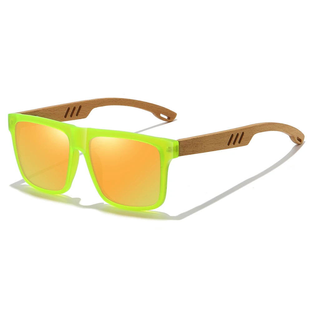 Bamboo Wood Polarized Driving Sunglasses – UV400 Pilot Style
